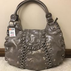 Black Rivet Purse From Wilson’s Leather. Over The Shoulder Taupe Purse. Never Used. New With Tags Offers Welcome! No Trades Taupe Purse, Balenciaga City Bag, Bag Lady, Fashion Inspo, Wallet, Handbags, Shoulder Bag, My Style, Leather