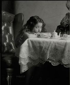 A Table, Tea Cups, Tea, Black And White, White, Black