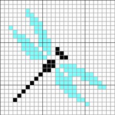 a cross stitch pattern with blue and black squares in the shape of a flower on a white background