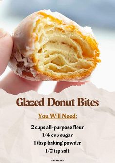 an advertisement for glazed donut bites with instructions