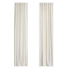 two white curtains hanging on the wall