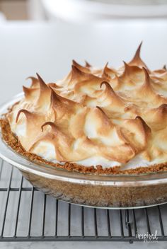 a pie sitting on top of a cooling rack