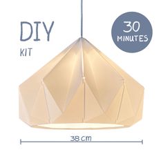 the diy kit includes a large light fixture, and a small white lamp shade