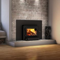 a wood burning stove in a living room