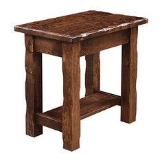 a small wooden table with one shelf on the side