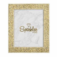 sparkles home frame in gold and white marble