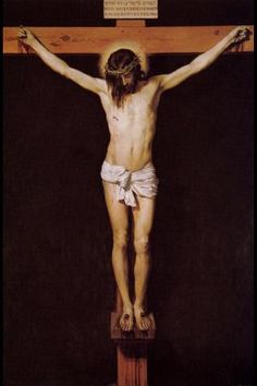 the crucifix is painted in black and white