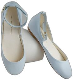 Elegant Blue Leather Ballet Flats, Elegant Blue Closed Toe Ballet Flats, Light Blue Wedding Shoes, Sabrina Concert, Baby Blue Shoes, My Something Blue, Bridal Ballet Flats, Blue Shoes Women, Blue Ballet Flats