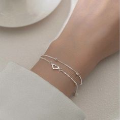 Color: Gold, Silver Category: Jewelry Material: Alloy Fashion Element: Love Heart/Heart Shape Style: Japan and South Korea Dainty Silver Jewellery, Silver Bracelet Aesthetic, قلادات متدلية, Fashion Romantic, Silver Heart Bracelet, Jewelry Classic, Circle Bracelet, Romantic Jewelry, Romantic Jewellery