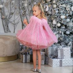 Girls Pageant Gowns, Sequin Ball Gown, Feather Cape, Pink Ball Gown, Tulle Party Dress, Baby Party Dress, Pink Flower Girl Dresses