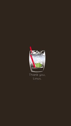 a drink with a red straw in it and the words thank you, linos