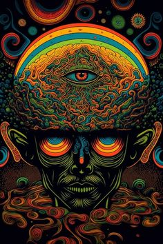 A poster that has the word psychedelic o... | Premium Photo #Freepik #photo #psychedelic-art #psychodelic #lsd #trippy Dmt Art, Liquid Sunshine, Rolling Stones Shirt, Eyeball Art, Trippy Visuals, Hippie Designs