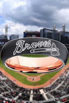 an aerial view of a baseball stadium with the word braves on it's side