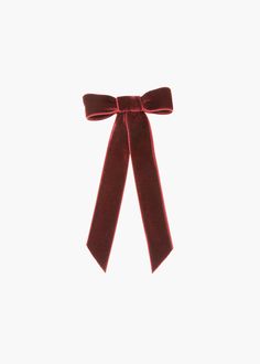 a close up of a red bow on a white background