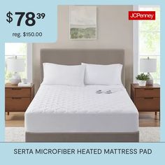 a bed with white sheets and pillows is on sale for $ 78 99 reg $ 150 00