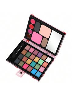 This multi-purpose makeup kit includes 25 highly pigmented eye shadows, 6 Lipglosses, 3 Cheek Blushers, 2 Powders, 1 Concealer, 1 HD Mirror, 1 double ended Brush.Eyeshadow Palette featuring 20 shades like pure white ,champage, hot pink, sky blue, rustic brown, red, grass green, violet, slategray, purple,orange, bright blue,bronze, navy blue, olive,plum, tan,black,etc. They also deliver slight shimmer and satin finish.Lip glosses contains popular nude, pink, red colors. It also with 3 shades of b All In One Makeup, Brush Make Up, Red Grass, Makeup Gift Sets, Creamy Concealer, Lip Glosses, Eye Shadows, Grass Green, Rustic Brown