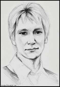 a pencil drawing of a man with blonde hair