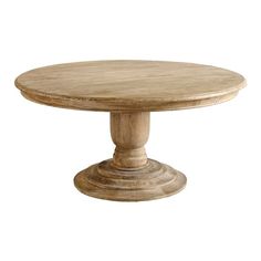 a round wooden table on a white background