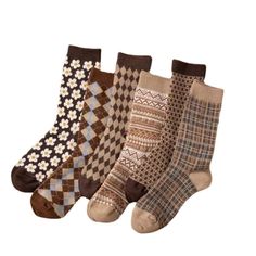 PRICES MAY VARY. 🧦【Best Material & Benefit】：90% Cotton, 10% Polyester. This women’s cotton socks are very soft, breathable, durable and will keep your feet comfortable and breathable, It’s best gifts for women!! These women winter socks are designed with soft materials to keep moisture out, assured your feet comfortable, fresh, and dry, awesome cozy and breathability. These socks provide you the better quality, it’s very worth to have them, please be assured purchase. 🌻【Vintage Trendy Design】: Fall Socks, Flower Socks, Women Crew Socks, Knit Boots, Soft Sock, Comfortable Socks, Winter Socks, Warm Socks, Calf Socks