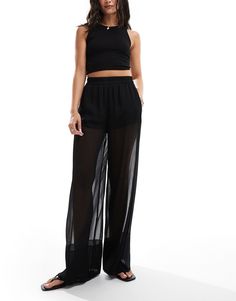 Trousers & Leggings by ASOS DESIGN For days when denim won't do Sheer finish High rise Elasticated waistband Wide cut Regular fit Sheer Pants, New Years Eve Dresses, Sheer Overlay, Jumpsuit Party, Plus Size Skirts, Pantalon Large, Maxi Dress Trend, Hoodies For Sale, Petite Maternity