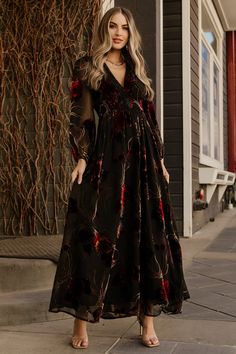 Mikla Maxi Dress | Black Multi Wedding Guest Dresses Long, Baltic Born, Burnout Velvet, Velvet Maxi Dress, Long Sleeve Dress Formal, Velvet Maxi, Mid Length Sleeves, Maxi Dress Black, Rust Dress