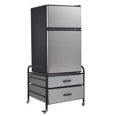 PRICES MAY VARY. 【Durable Steel Frame】 Mobile fridge stand is made of strong metal frame and polyester fabric drawers(up to 120lbs). Refrigerator stand will provide a long-term life span. Daily cleaning can be easily solved by gently wiping with a towel. 【2 Drawers Storage】Reduce wasted space in kitchen, 2 gray drawers to hold cooking supplies, food, cups, plates, etc. Scratch-resistant metal top accommodates most kitchen machines. Overall Dimension: 20” L x20” W x 16.8 H. 【Find Convenience in D Mini Fridge Storage, Mini Fridge Table, Fridge In Bedroom, Mini Fridge In Bedroom, Mini Fridge Cabinet, Refrigerator Stand, Raised Homes, Fridge Stand, Drawer Fridge