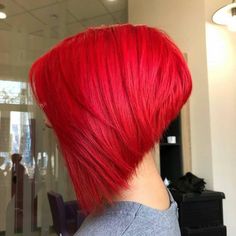 Bob Haircuts For Women Red Hair, Red Inverted Bob, Inverted Bob Red Hair, Red Graduated Bob, Vibrant Red Hair Short, Inverted Long Bob, Inverted Bob Hairstyles, Wild Hair Color