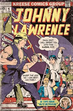 an old comic book cover with the title johnny lawrence on it's front page