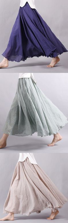 $20.06 Gracila Women Casual Loose Cotton Pure Color Skirt,casual skirt,loose maxi skirt,casual loose skirt,maxi skirt,skirt ideas,skirt design Blue Satin Dress, Coctail Dresses, Outfits Dress, Mode Boho, Peach Dress, Skirt Maxi, Reception Dress, Green Midi Dress, Mode Vintage