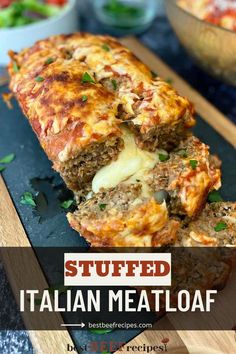 Meatloaf cut into sliced filled with melted cheese. Meatloaf Recipe With Cheese, Italian Style Meatloaf, Tasty Meatloaf Recipe, Easy Meatloaf Recipe, Cheese Stuffed Meatloaf, Healthy Ground Beef Recipes, Beef Recipes Healthy