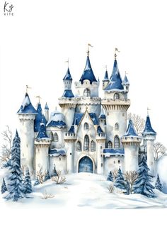 12 Winter Castle Clipart, Enchanted Snowfall, Winter Palace, Printable Watercolor Clipart, High Qual New Year Scrapbook, Tiny Glade, Castle Clipart, Winter Clip Art, Year Scrapbook, Christmas Cartoon Characters, Winter Castle, 300 Dpi Images, Winter Palace