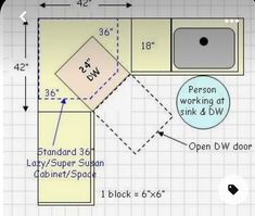 an image of a kitchen design with measurements