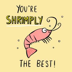 a pink shrimp with the words you're shrimply the best