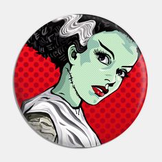 a button with an image of a woman's face