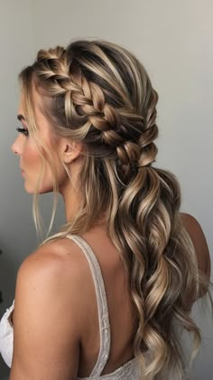 Discover a collection of Pretty braided hairstyles ideas that are perfect for any occasion. From Quick and Easy styles to African Twist and Cool Fulani braids, these hairstyles are sure to elevate your look. Try out Messy Knotless braids, Dragon braids, and trendy Teen Dutch braids for a fresh new hairstyle today! Wedding Dutch Braid Hairstyles, Bridesmaid Braids Hairstyles, Viking Braid Wedding Hair, Wedding Braid Hairstyles For Long Hair, Dutch Braid Wedding Hair, Bridesmaid Braided Hairstyles, Wedding Hair With Braids, Bridal Braids For Long Hair, Braided Hairstyles Wedding