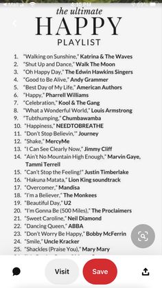 the ultimate happy playlist for iphone is shown in this screenshot from an app