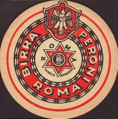 an emblem is shown on the back of a wooden plaque that reads, birra peroni