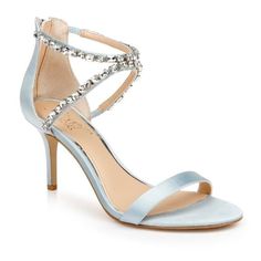 Jewel Badgley Mischka Women's Celine Blue Jeweled Stiletto Heel Open Toe Dress Sandals / Heels. Colorway Is Sky Blue. Women's Size 6. Condition: New Without Box, But Minor Handling From Being In A Retail Store. Comes With Spare Jewels / Heel Tips. Don’t Let Celine Out Of Your Sight; She’s Your Empowering, On-Trend Showpiece That Brings Every Look To Life. Wear This Stunning Stiletto Heel To Evening Events And Nights Where You Can’t Help But Feel Incredible. With A Simple Vamp, Celine’s Best Asse Blue Heels Wedding, Light Blue Heels, Blue Sparkly Dress, Blue Bridal Shoes, Rhinestone Pumps, Jeweled Heels, Jeweled Shoes, Jewel Badgley Mischka, Elegant Sandals