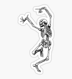 a skeleton sticker that is on the back of a white sheet with black ink