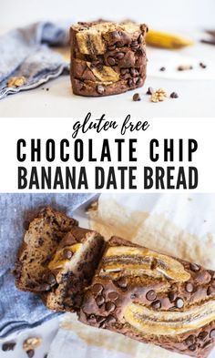 gluten free chocolate chip banana date bread is an easy dessert that's ready in under 30 minutes