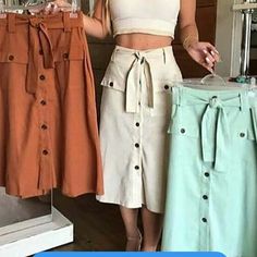 Roupas para fazer Trendy Skirts, Skirt Trends, Casual Clothes, Green Skirt, Long Shirt, Modest Outfits, Moda Fashion