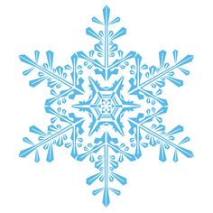 a snowflake is shown in blue on a white background, it looks like the shape