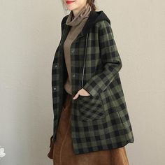 New Loose Hoodie Plaid Thicken Coat Women 2018 Casual Jackets Q1922
.
Materials used: Wool covering yarn

Measurement:One size fits all for this item. Please make sure your size doesn't exceed this size: XXL/BUST-110cm  

 length 79cm / 30.81"
bust 110cm / 42.9"
hem 126cm / 49.14"
Shoulder 38cm / 14.82"
Sleeve length 54.5cm / 21.255"
Armhole 43cm / 16.77"
Cuff 21cm / 8.19"


This dress is made of cotton or linen fabric, soft and breathy. 

Flattering cut. Makes you look slimmer and matches easil Floral Denim Pants, Womens Jackets Casual, Loose Hoodie, Floral Denim, Casual Jackets, Coat Women, Black Fleece, Green Jacket, Aesthetic Outfits