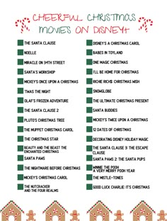 the christmas movies on disney list is shown in red and green with candy canes