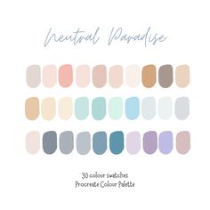 the color swatches for neutral and pastel palettes are shown in different shades