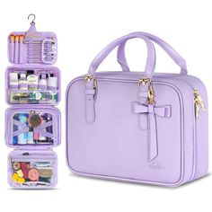 Hanging Makeup Bag, Purple Makeup Bag, Purple Suitcase, Makeup Suitcase, Best Laptop Backpack, قلادات متدلية, Hair Bag, Cute Makeup Bags, Makeup Brush Bag