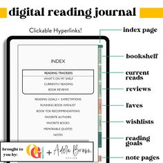 the digital reading journal is shown with instructions for how to read it and what to use it