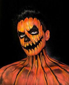 Makeup Halloween Costumes, Pumpkin Face Paint, Amazing Halloween Makeup, Cute Couple Halloween Costumes, Halloween Makeup Scary, Scary Halloween Costumes