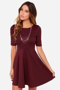 Dresses for Juniors, Casual Dresses, Club & Party Dresses | Lulus.com - Page 6 - beige tight dress, purple dresses for juniors, burgundy dress outfit *sponsored https://www.pinterest.com/dresses_dress/ https://www.pinterest.com/explore/dress/ https://www.pinterest.com/dresses_dress/wedding-guest-dresses/ http://shop.nordstrom.com/c/womens-dresses-shop Audition Outfit, Style Victoria Beckham, Burgundy Skater Dress, Dresses For Juniors, Lingerie Vintage, Stretch Knit Dress, Maroon Dress, Club Party Dresses, Business Casual Dresses