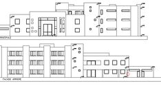 an architectural drawing showing the front and back sides of a building